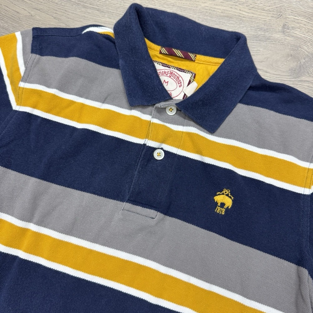 Y2K Brooks Brother Multicolor Striped Polo Shirt Men's Sz M Chest Logo Preppy